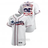 Camiseta Beisbol Hombre Atlanta Braves Tyler Flowers 2020 Stars & Stripes 4th of July Blanco