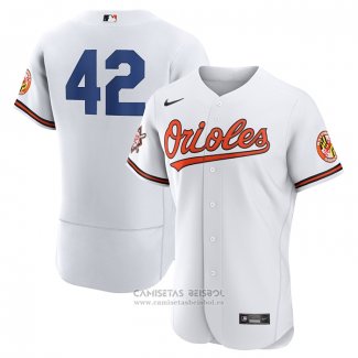 Camiseta Beisbol Hombre Baltimore Orioles Jackie Robinson Autentico Blanco