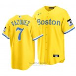 Camiseta Beisbol Hombre Boston Red Sox Christian Vazquez 2021 City Connect Replica Oro
