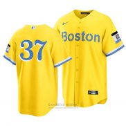 Camiseta Beisbol Hombre Boston Red Sox Nick Pivetta 2021 City Connect Replica Oro