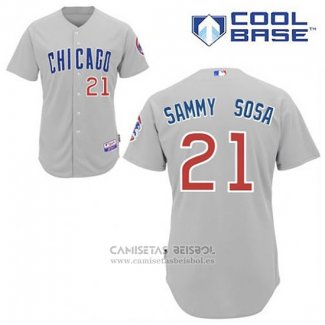 Camiseta Beisbol Hombre Chicago Cubs 21 Sammy Sosa Gris Cool Base