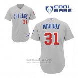Camiseta Beisbol Hombre Chicago Cubs 31 Greg Maddux Gris Cool Base