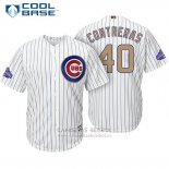 Camiseta Beisbol Hombre Chicago Cubs 40 Willson Contreras Blanco Oro Cool Base