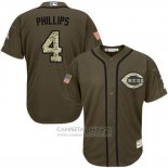 Camiseta Beisbol Hombre Cincinnati Reds 4 Brandon Phillips Verde Salute To Service