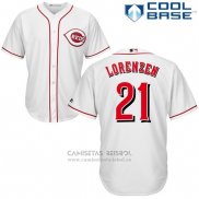 Camiseta Beisbol Hombre Cincinnati Reds Michael Lorenzen 21 Blanco Cool Base