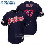 Camiseta Beisbol Hombre Cleveland Indians 2017 Postemporada 37 Cody Allen Azul Cool Base