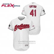 Camiseta Beisbol Hombre Cleveland Indians Carlos Santana 2019 All Star Flex Base Blanco