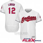 Camiseta Beisbol Hombre Cleveland Indians Francisco Lindor Blanco Flex Base Autentico Collection
