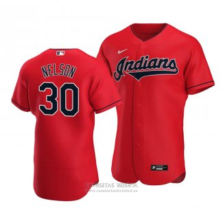 Camiseta Beisbol Hombre Cleveland Indians Kyle Nelson Autentico Alterno Rojo