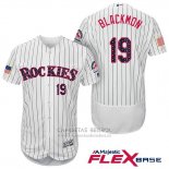 Camiseta Beisbol Hombre Colorado Rockies 2017 Estrellas y Rayas Charlie Blackmon 19 Blanco Flex Base