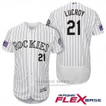 Camiseta Beisbol Hombre Colorado Rockies Jonathan Lucroy 21 Blanco Autentico Collection Flex Base