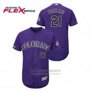 Camiseta Beisbol Hombre Colorado Rockies Kyle Freeland Autentico Collection Flex Base Violeta
