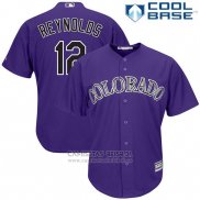 Camiseta Beisbol Hombre Colorado Rockies Mark Reynolds 12 Violeta Cool Base