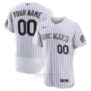 Camiseta Beisbol Hombre Colorado Rockies Personalizada Primera Autentico Blanco