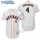 Camiseta Beisbol Hombre Houston Astros 4 George Springer Blanco Primera Autentico Collection Jugador Cool Base