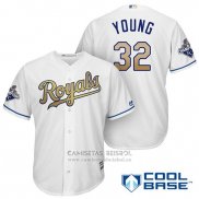 Camiseta Beisbol Hombre Kansas City Royals Campeones 32 Chris Young Cool Base Oro