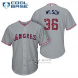Camiseta Beisbol Hombre Los Angeles Angels 2017 Estrellas y Rayas C.j. Wilson Gris Cool Base