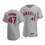 Camiseta Beisbol Hombre Los Angeles Angels Griffin Canning Autentico Road Gris