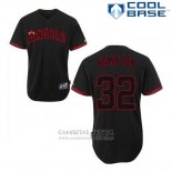 Camiseta Beisbol Hombre Los Angeles Angels Josh Hamilton 32 Negro Fashion Cool Base