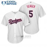 Camiseta Beisbol Hombre Los Angeles Dodgers 2017 Estrellas y Rayas Corey Seager Blanco Cool Base