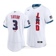 Camiseta Beisbol Hombre Los Angeles Dodgers Chris Taylor 2021 All Star Autentico Blanco