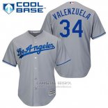 Camiseta Beisbol Hombre Los Angeles Dodgers Fernando Valenzuela 34 Gris Cool Base