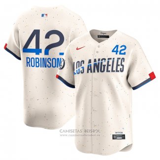Camiseta Beisbol Hombre Los Angeles Dodgers Jackie Robinson 2024 City Connect Limited Crema