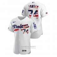 Camiseta Beisbol Hombre Los Angeles Dodgers Kenley Jansen 2020 Stars & Stripes 4th of July Blanco