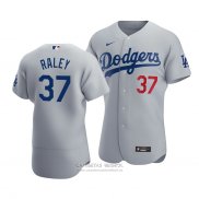 Camiseta Beisbol Hombre Los Angeles Dodgers Luke Raley Autentico Alterno Gris