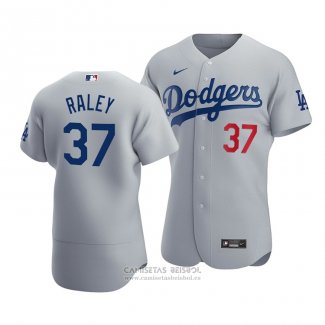 Camiseta Beisbol Hombre Los Angeles Dodgers Luke Raley Autentico Alterno Gris