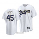 Camiseta Beisbol Hombre Los Angeles Dodgers Matt Beaty 2021 Gold Program Replica Blanco