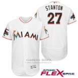 Camiseta Beisbol Hombre Miami Marlins 27 Giancarlo Stanton Blanco 2017 Flex Base