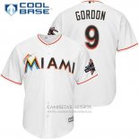 Camiseta Beisbol Hombre Miami Marlins 9 Dee Gordon Blanco 2017 Cool Base