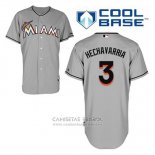Camiseta Beisbol Hombre Miami Marlins Adeiny Hechavarria 3 Gris Cool Base