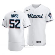 Camiseta Beisbol Hombre Miami Marlins Anthony Bass Autentico Primera Blanco