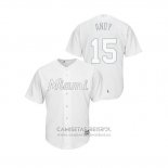 Camiseta Beisbol Hombre Miami Marlins Brian Anderson 2019 Players Weekend Replica Blanco