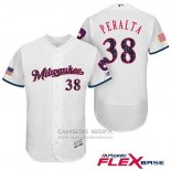 Camiseta Beisbol Hombre Milwaukee Brewers 2017 Estrellas y Rayas Wily Peralta Blanco Flex Base