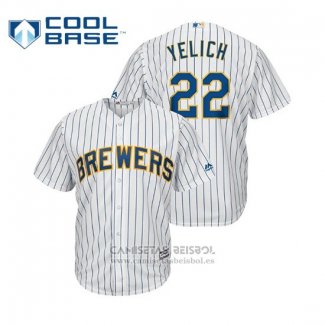 Camiseta Beisbol Hombre Milwaukee Brewers Christian Yelich Cool Base Alterno Blanco