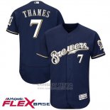 Camiseta Beisbol Hombre Milwaukee Brewers Eric Thames Azul Autentico Collection Flex Base