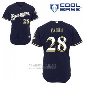 Camiseta Beisbol Hombre Milwaukee Brewers Gerardo Parra 28 Azul Alterno Cool Base