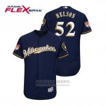 Camiseta Beisbol Hombre Milwaukee Brewers Jimmy Nelson Flex Base Entrenamiento de Primavera 2019 Azul