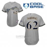 Camiseta Beisbol Hombre Milwaukee Brewers Luis Sardinas 62 Gris Cool Base