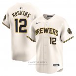 Camiseta Beisbol Hombre Milwaukee Brewers Rhys Hoskins Primera Limited Crema
