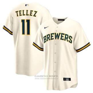 Camiseta Beisbol Hombre Milwaukee Brewers Rowdy Tellez Replica Blanco