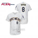Camiseta Beisbol Hombre Milwaukee Brewers Ryan Braun Autentico Flex Base Blanco Azul