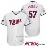 Camiseta Beisbol Hombre Minnesota Twins 2017 Estrellas y Rayas Ryan Pressly Blanco Flex Base