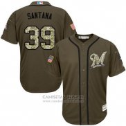 Camiseta Beisbol Hombre Minnesota Twins 39 Danny Santana Verde Salute To Service