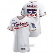 Camiseta Beisbol Hombre Minnesota Twins Taylor Rogers 2020 Stars & Stripes 4th of July Blanco
