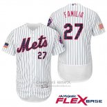 Camiseta Beisbol Hombre New York Mets 2017 Estrellas y Rayas Jeurys Familia Blanco Flex Base