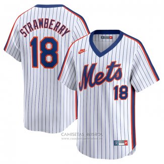 Camiseta Beisbol Hombre New York Mets Darryl Strawberry Throwback Cooperstown Limited Azul